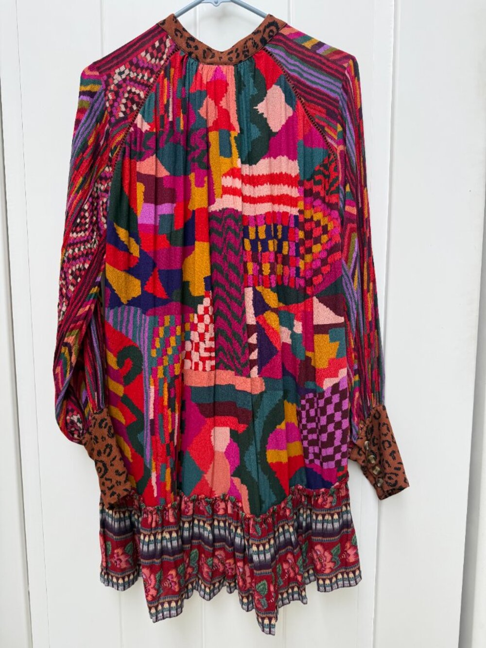 FARM Rio Mixed Print Ruffle Hem Mini Dress S - Picture 2 of 12